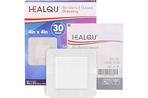 HEALQU Island Dressing - 4"x4", 30 Count - Bordered Gauze Sterile Individually Wrapped Gauze Pads, Water-Resistant, Non-Woven Backing - Soft and Breathable Wound Dressing for First Aid and Medical