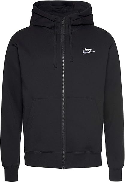 Nike Club fleece full zip hoodie - Black - M: Amazon.co.uk: Clothing