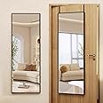 LVSOMT Wall Mounted Full Body Mirror, 47"x14" Full Length, Over The Door Hanging for Bedroom Living Room Locker Room, Aluminium Alloy Frame (Black)