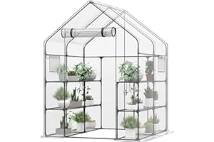 CEBOLAN Walk in Greenhouse, 56x56x77 Waterproof Green Houses for Outside, Portable Greenhouses for Outdoors with Roll-Up Zipper, Greenhouse for Indoors - 12 Shelves Walk-in(6.4x4.7x4.7FT)