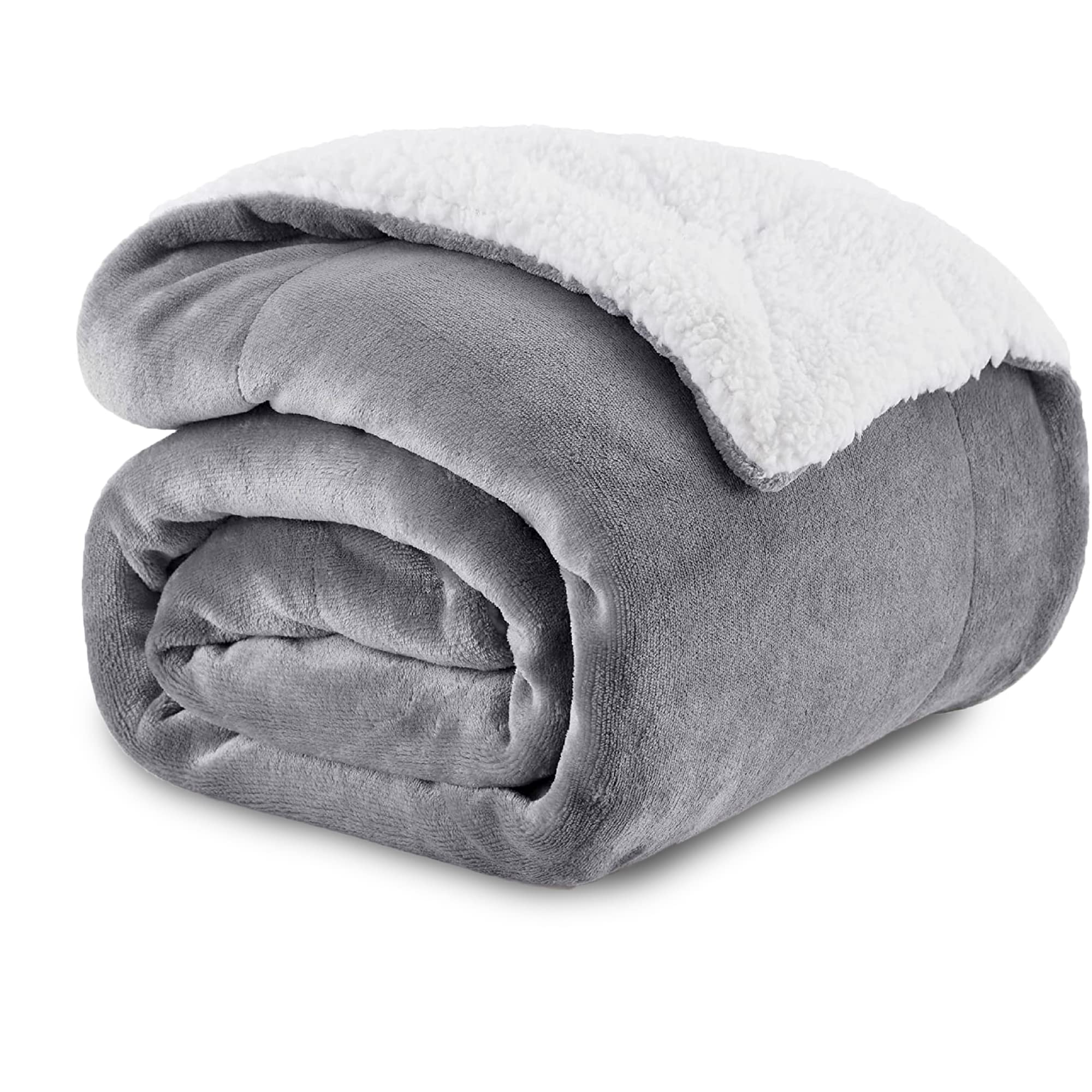 APEX FURNISHINGS Sherpa Fleece Blanket Thick Warm Throw Fluffy Microfiber Solid Blanket for Bed Single 130x150cm Silver Grey Blankets for Sofas Couch — image 1