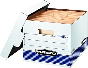 Bankers Box STOR/File Medium-Duty Storage Boxes, FastFold, Lift-Off Lid, Letter/Legal, Value Pack of 30 (0076316)
