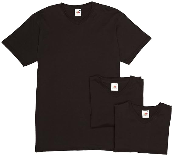 Fruit of the Loom Men's 3 Pack VNeck Short Sleeve TShirt, Black