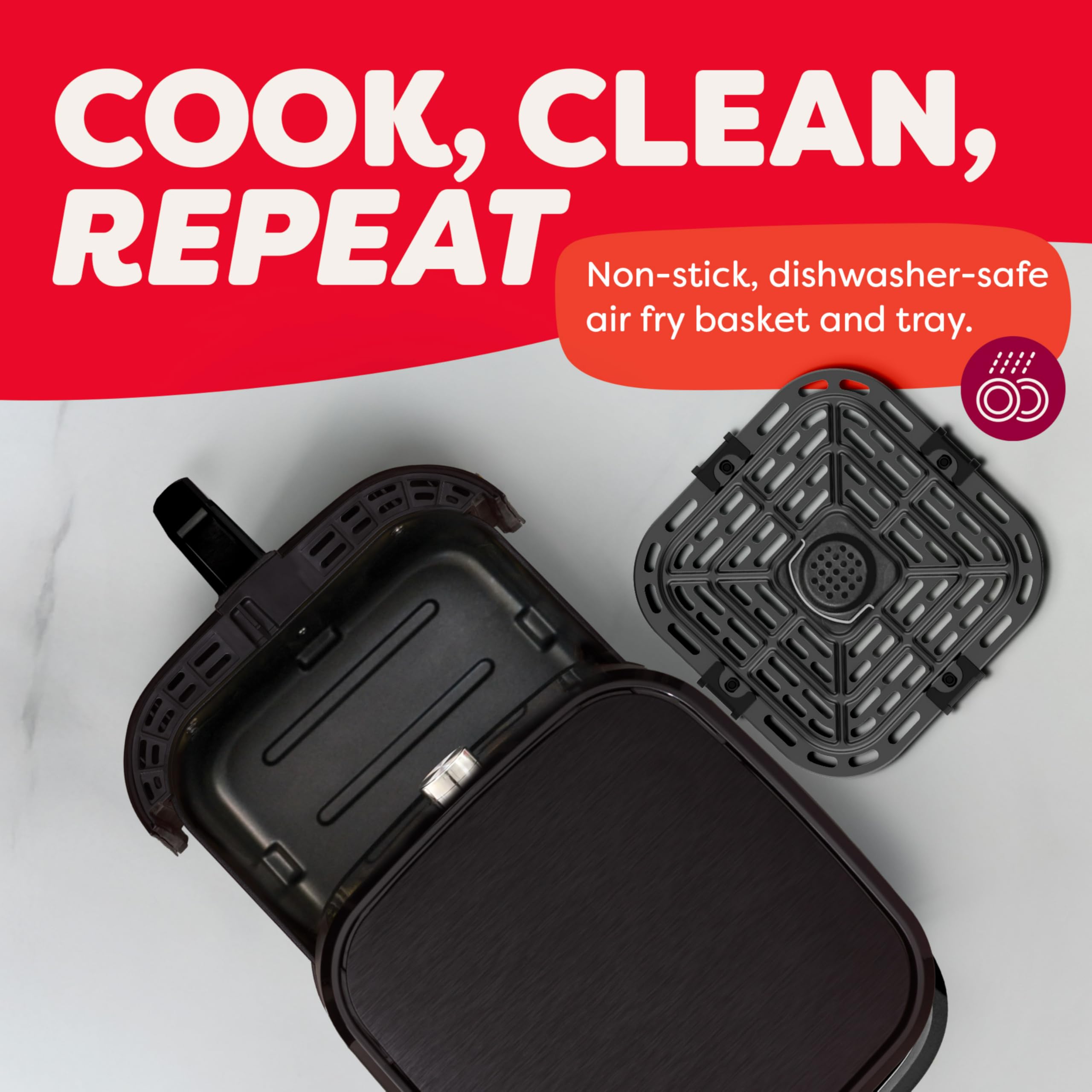 Freidora de aire Instant Pot Vortex 6QT XL, funciones 4 en 1 que doran, asan, recalientan y hornean para comidas rápidas y fáciles, más de 100 recetas en la aplicación, es apta para lavavajillas, de los creadores de Instant Pot, negra