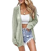 Women Crochet Lightweight Cardigan Cover Up Open Front Long Sleeve Summer Cardigans