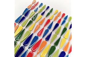 EDFLIFE Glazed Ceramic Tiles for Crafts, Tear Drop Porcelain Mosaic Tiles for Crafts, 1.1LB Leaf Petal Tiles for Mosaic Art Projects and Outdoor Decorations (Drop Mixed)…
