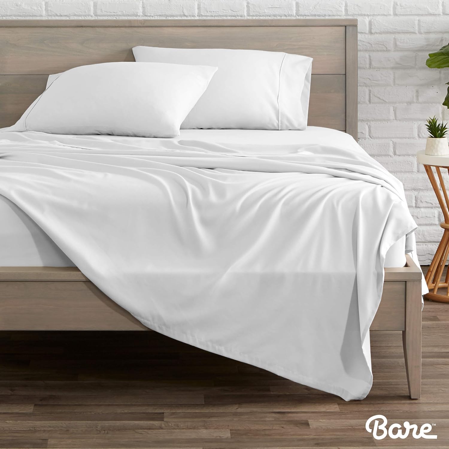 Bare Home Flat Top Sheet Premium 1800 Ultra-Soft Microfiber Collection - Double Brushed, Hypoallergenic, Wrinkle Resistant, Easy Care (King, White) -