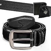 Aganmi Personalized Mens Leather Belt, Custom Initial Split Leather Black Belts Birthday Gifts for Husband Boyfriend Dad