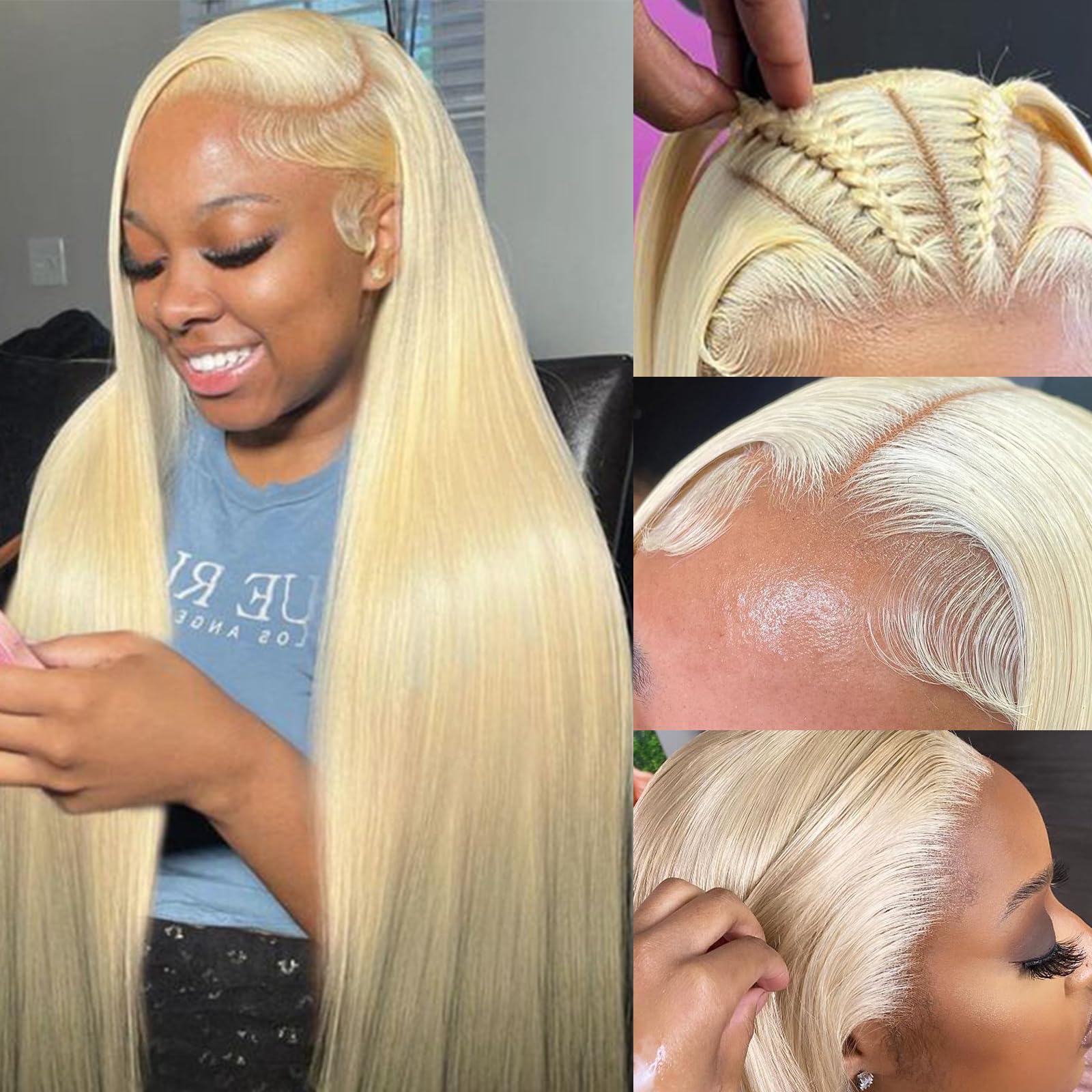 bunGiol 613 Lace Front Wig Human Hair 13x4 Hd Lace Front Wigs Human Hair 26 Inch Straight Wigs Human Hair Pre Plucked Bleached Knots Glueless Wigs Blonde Lace Frontal Wig Human Hair 180% Density