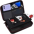 Hard Electronics Organizer, Travel Cable Organizers Bag Electronic Accessories Tech Storage Handy Case for MacBook Power Adapter, iPhone Chargers, Power Bank, Magic Mouse, USB Cables, Black+Black