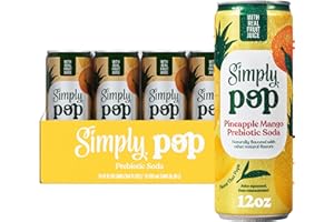 Simply POP Prebiotic Soda Pineapple Mango Cans, 12 fl oz, 12 Pack