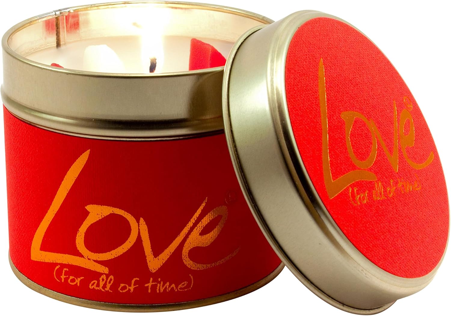 Lily-Flame Love Tin, Red, 7.7cm l x 7.7cm w x 6.6cm h