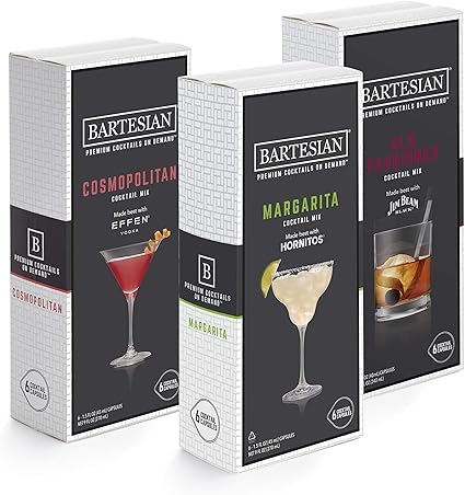 Amazon Co Jp Bartesian Cosmopolitan マルガリータ オールドファッションカクテルミキサーカプセル 18個パック バルテシアンプレミアムカクテルメーカー ホーム キッチン