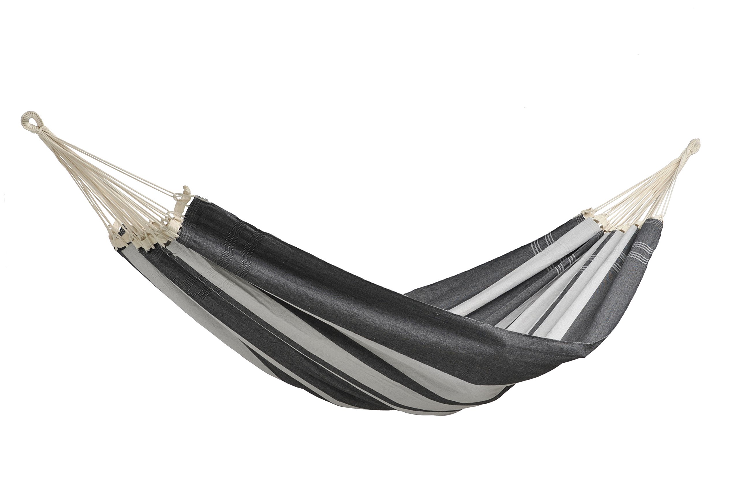 AMAZONAS XXL comfort hammock Paradiso Silver handmade in Brazil 250cm x 175cm up to 200kg in gray and white stripes — image 1