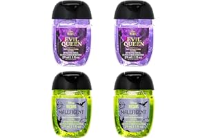 Bath & Body Works Pocketbac Scented Hand Sanitizer Gel 1 Fl Oz (4-Pack, Evil Queen & Maleficent)