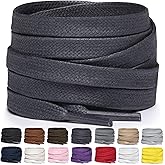 Miscly Flat Waxed Cotton Shoe Laces for Boots, Sneakers, and Shoes – Multiple Lengths and Colors Available