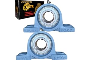 SGTR (2 Pack) Heavy Duty UCP207-22 Pillow Block Bearing, 1-3/8 inch Bore, Self-Alignment,Industrial Grade, Super Protective Seal, Chrome Steel Bearing Units, Solid Cast Iron Units