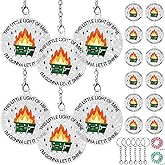 Thyle 12 Pack Sparkly Dumpster Fire Keychain Ornaments Fun Charm Set Acrylic Positive Gifts Bulk Creative Decorations Employee Appreciation Gift Funny Silver Bag Charm Bulk(Dark Green)