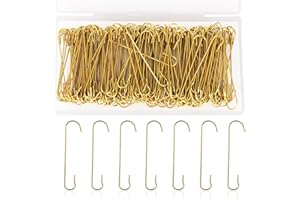 SAVITA 200pcs Christmas Ornament Hooks, 2.4x0.5 inch C Shaped Christmas Tree Ornament Hooks with Storage Box Bendable Metal Hooks Ornament Hangers Hooks for Christmas Decoration (Gold)