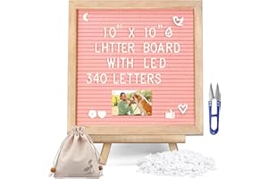 DOUBLECARE Pink Felt Letter Board, Message Board Adjustable Stand, more than 340 Letters and, for Menus, Pregnancy Announcement, Weddings, Party Planning(10 * 10)