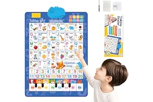 GENERIC 2025 New Talking Wall Chart for Kids – English & Spanish Learning Poster with Songs, ABCs, Numbers, Animal words & Piano, Toddler 1-6 Year old Tap , Learn & Play, Learning Through Entertainment (Blue)