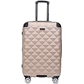 Kenneth Cole REACTION Diamond Tower Collection Lightweight Hardside Expandable 8-Wheel Spinner Travel Luggage, Rose Champagne, 24-Inch Checked