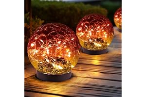 JKIMK Solar Globe Lights Outdoor Waterproof-Solar Balls for Garden-Cracked Glass Ball Solar Lights Outdoor-Solar Orbs for Outside-Outdoor Decorations for Patio and Yard Lawn Backyard Decor