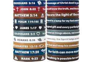 CYCLUSIVE 20 Pieces Religious Silicone Wristbands Bulk Bible Rubber Bracelets Colorful Inspirational Christian Rubber Bracelets for Men Women Gifts (Classic Colors)