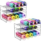 YAN & HIN 2 Packs Extendable Pantry Organizers and Storage, Kitchen Cabinet Organizer, 3-Tier Adjustable Height, Hold 15 Bottles - Water Bottle, tupperware, Fridge, Kitchen countertop Organizer