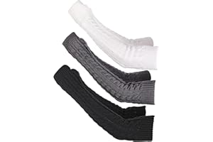 Bememo 3 Pairs Arm Warmers Long Fingerless Gloves Knit Wrist Warmers with Thumb Hole Open Finger Arm Socks for Women Adult