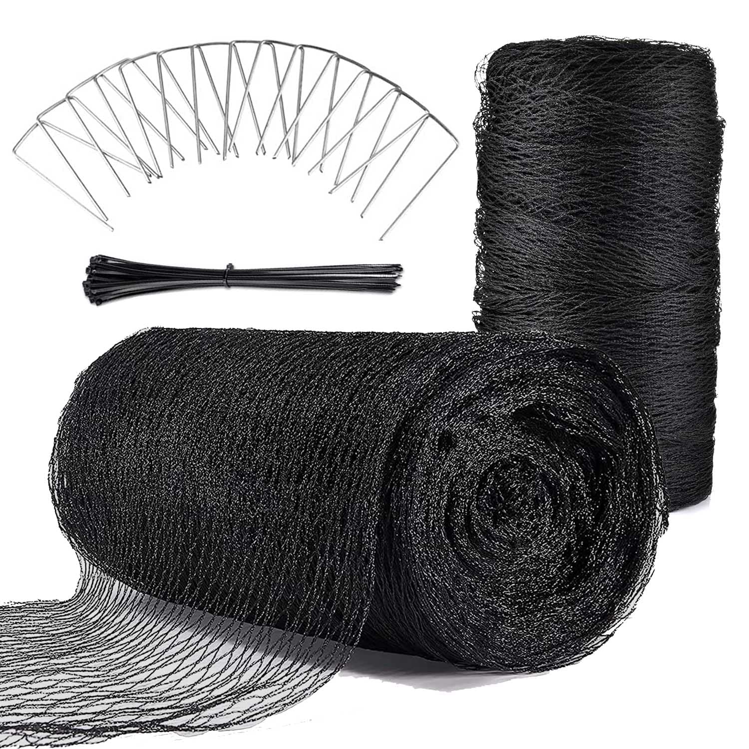 Feizeisun Pond Netting Kit, 4.5m x 6m Heavy Duty Woven Fine Mesh Net Cover for Leaves - Protects Koi Fish from Blue Heron Birds Cats Predators UV Protection - Steel Staples Included