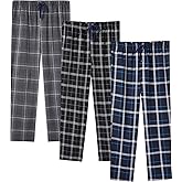 JupiterSecret Mens Pajama Pants Set Cotton Plaid Sleep & Lounge Pants, PJ Bottoms with Pockets and Button Fly