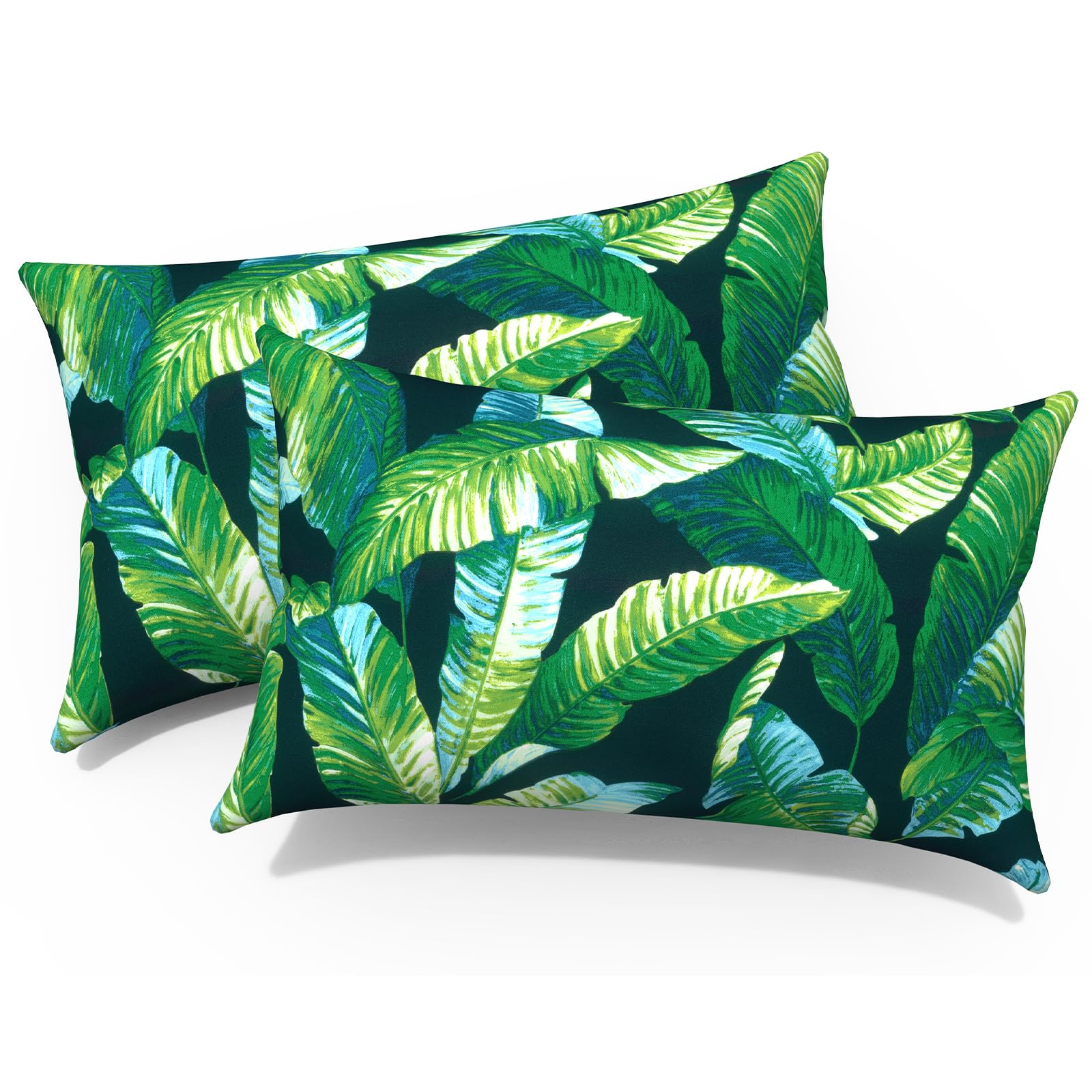 Melody Elephant Outdoor Lumbar Pillows, Water Repellent Cushion Pillows 12x20 Inch, Outdoor Pillows with Inserts for Home Garden, Pack of 2, Hanalei Lagoon Image