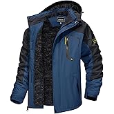 TACVASEN Men's Winter Skiing Jackets Water Resistant Fleece Coats Insulated Thermal Snowboard Jacket Parka Raincoat with Hood