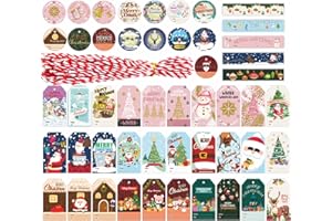 PINTREELAND ADARRO 100PCS Christmas Gift Wrap Tags with String, Xmas Santa to/from Gift Tags for Christmas Tree Hanging DIY Homemade Holiday Present Wrap Name Tag Label