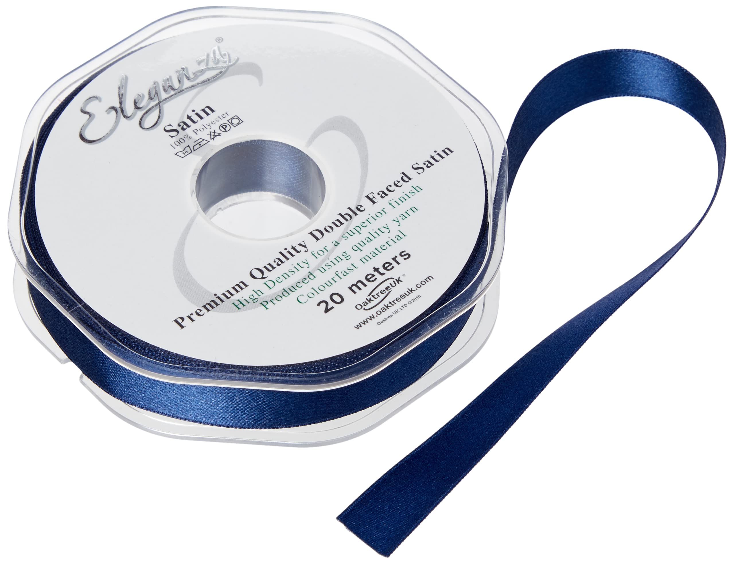ELEGANZA Double Faced Satin 15mm x 20m Midnight Blue No.19, 15 mm x 20 m