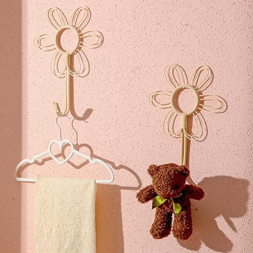 Tioncy Pcs Rattan Flower Wall Hooks Boho Daisy Wall Decor Daisy