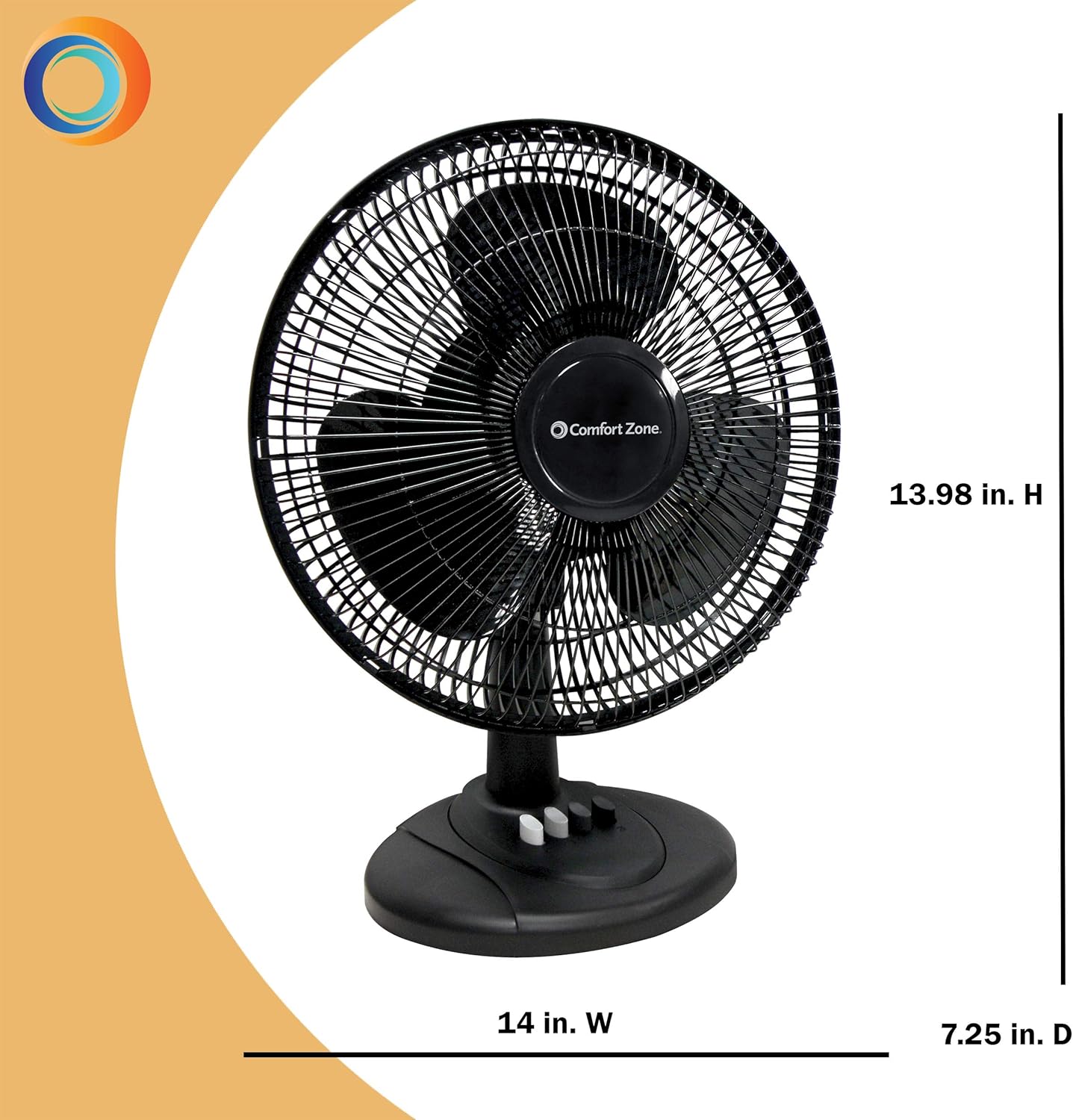 Comfort Zone Oscillating Table Fan | Portable, 3 Speed, Black Fan: Home & Kitchen