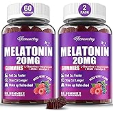 Melatonin Gummies 20mg for Adults - Maximum Strength Melatonin Gummies with L-Theanine, Magnesium, Omega-3, MSM, D3 & Zinc - Non-Habit Forming, Vegan, Non GMO, Natural Mixed Berry Flavor