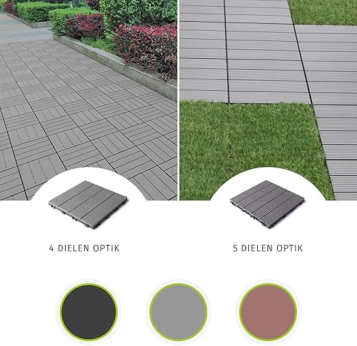 Hori Terrassenfliesen Wpc I Klick Boden Fliesen Aus Kunststoff In Holzfliesen Optik I Modell Wpc Braun 4er Holzoptik Amazon De Baumarkt