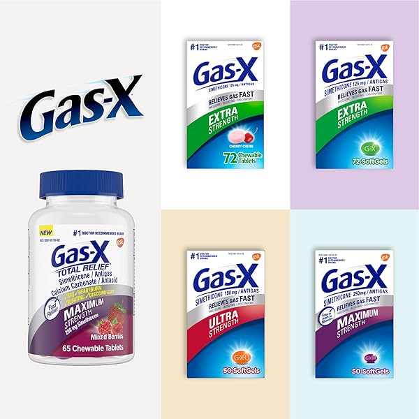 GAS-X MAXIMUM STRENGTH GAS RELIEF SOFTGELS WITH SIMETHICONE 250 MG FOR BLOATING RELIEF – 50 COUNT