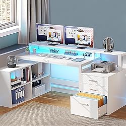 YITAHOME L Shaped Desk with 3 Drawers, 65" Corner