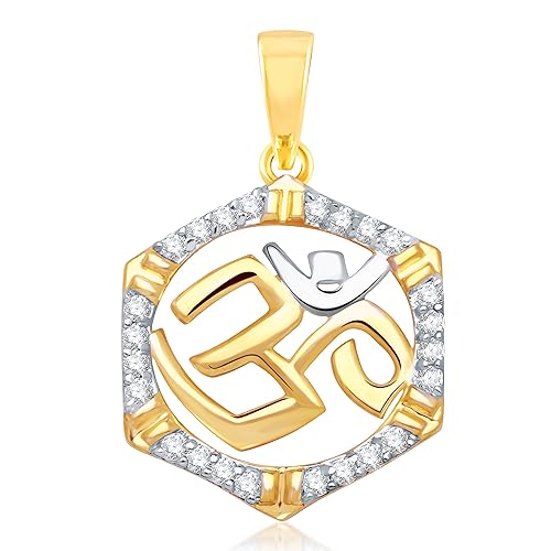 VK Jewels Avatar Om Gold and Rhodium Plated Alloy God Pendant for Men & Women made with Cubic Zirconia - P1120G [VKP1120G]