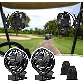 Magnetic Clip on Fan for Golf Cart, 12000mAH Battery Operated Portable Fan with 3 Speeds, LED Lantern, Magnetic Base, Suitable for EZGO Club Car Yamaha, Golf Cart & Cruise Ship Accessories