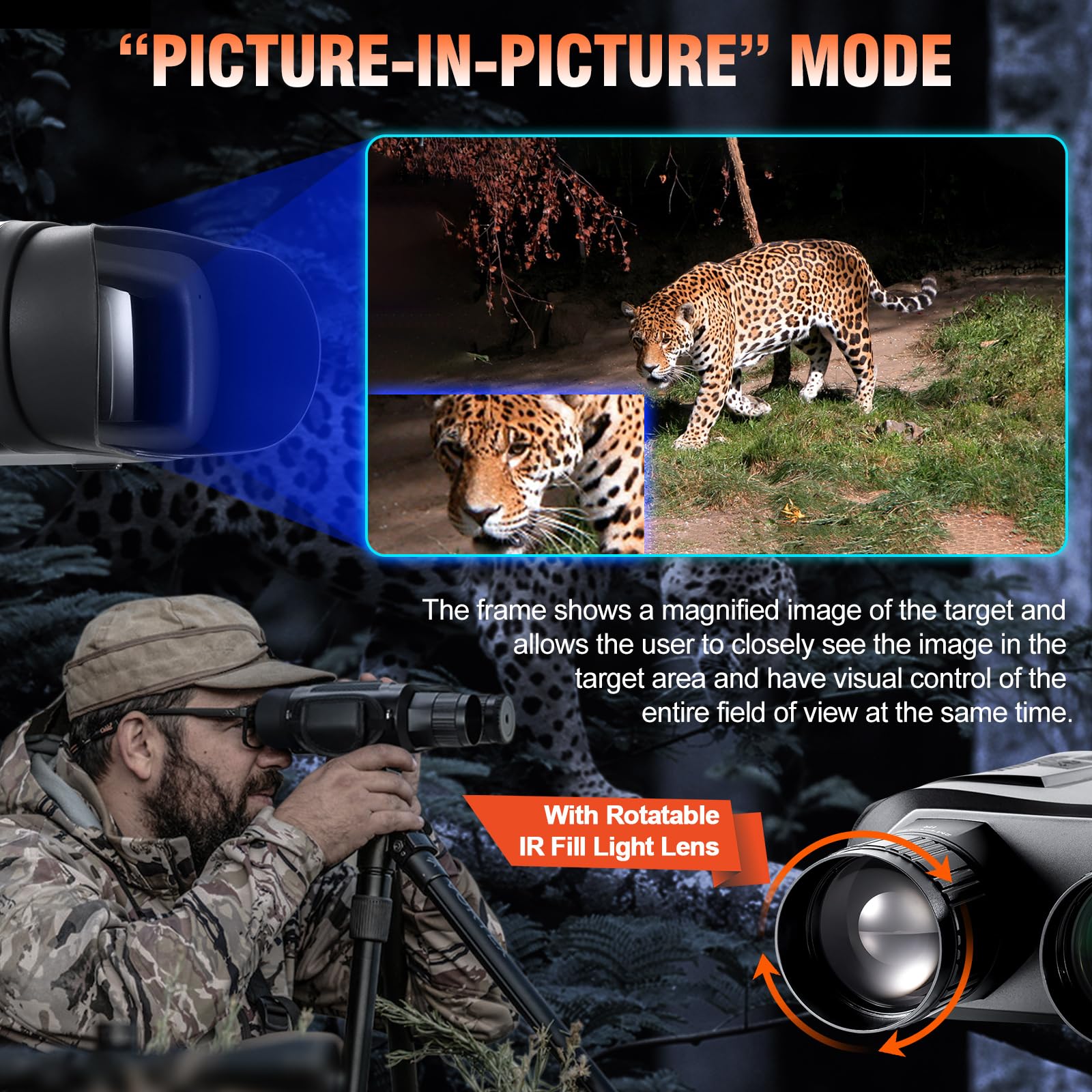 Nachtsichtgeräte,Dowesyeen Nachtsichtgerät 7000mAh Ricaricable Wiederaufladbare, 5 X 42MM Digitalzoom Nachtsicht 800M,4 Stufen IR Fernglas mit Nachtsicht für Jagd/Outdoor