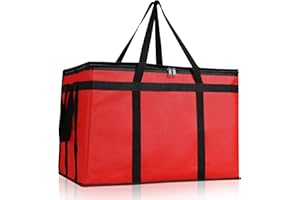 Juehuodaji Insulated Bags for Food Delivery, XXXL Pizza Delivery Bags for Hot and Cold Food, Large Capacity Reusable Cooler Bag Keep Food Warm for Grocery Shopping and Catering, Doordash, Travel