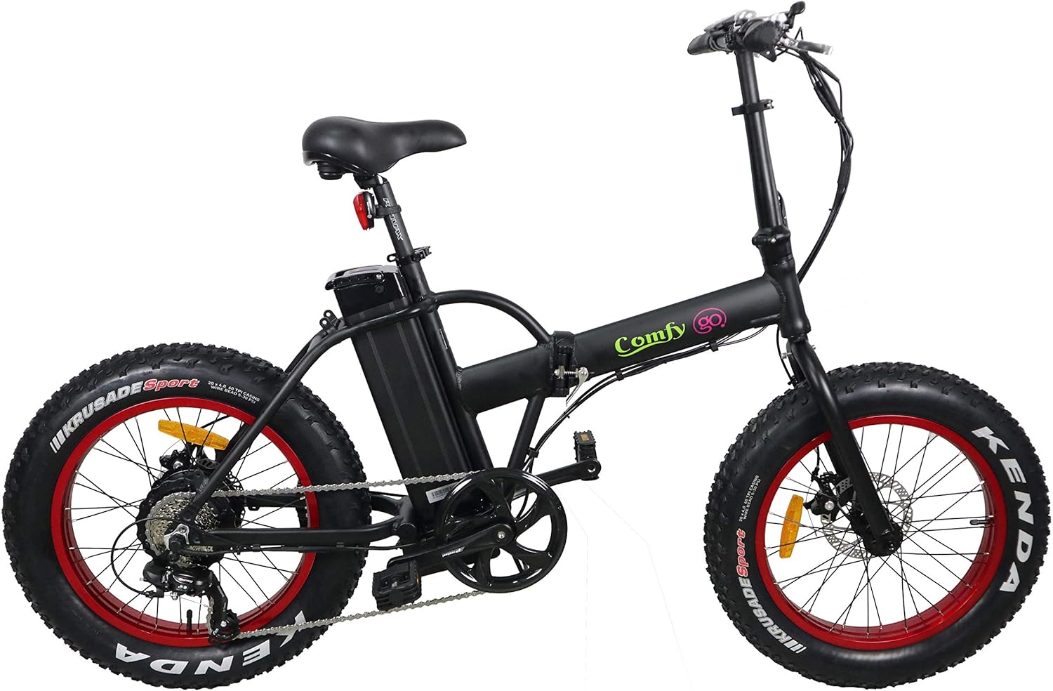 ComfyGO Folding Electric Bikes Fat Tire Crouser Bicycle with 500W Motor and Removable 48V 10.4AH Hight Quality Lithium Battery E Bike Off Road Dirt Bike