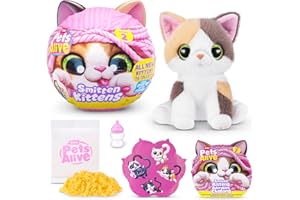 Pets Alive Smitten Kittens Series 2 (Calico Cat) by ZURU – Interactive Plush Cat Toy with 10 Sounds, Surprise Unboxing, Soft 