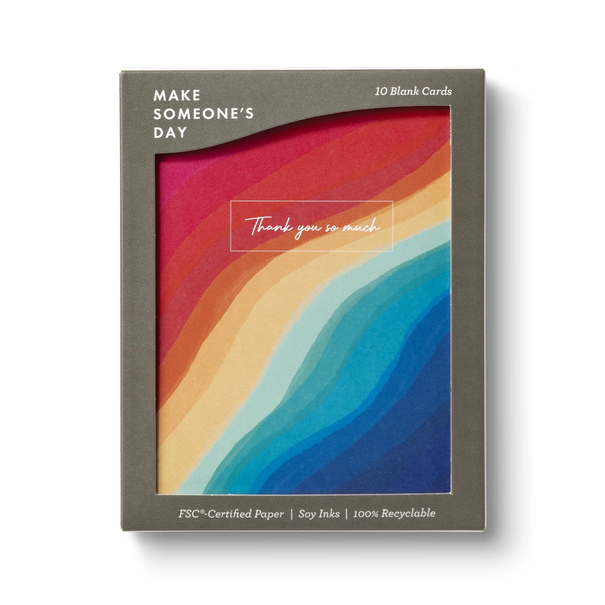 Compendium Boxed Blank Note Cards – 10 Thank You Note Cards – Rivers of Rainbow Design