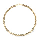 JewelryWeb 14k Gold 10-inch Braided Foxtail Anklet